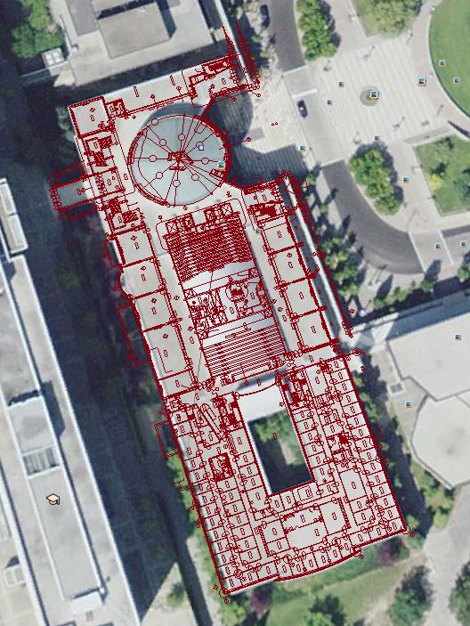 The Georeferenced floor plans displayed on Google Earth